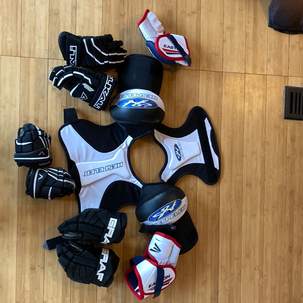 Various ice hockey equipment. All youth.